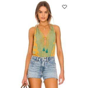 Free People Clementine Print Tassel Bodysuit Thong Intimately Size Small